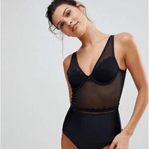 Ted Baker Kesia Scallop Mesh Underwire One-Piece Swimsuit (No Size) Medium